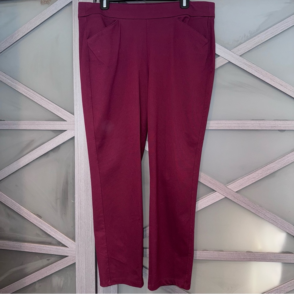 Chico’s Travelers Burgundy Women's Pull On Trousers